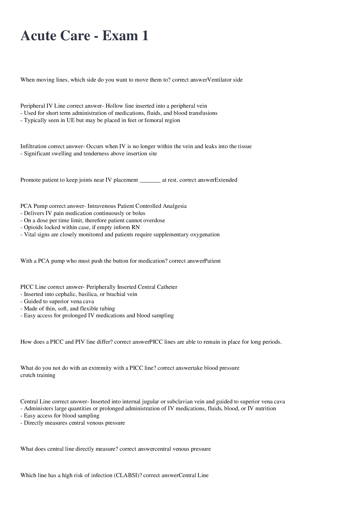 Preview image for Acute Care - Exam 1